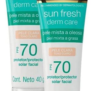 Kit 2 Protetor Solar Sun Fresh Oily Skin Pele Clara Fps 70